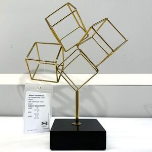 IKEA LINDRANDE Gold Cube Decoration 10 3/4"